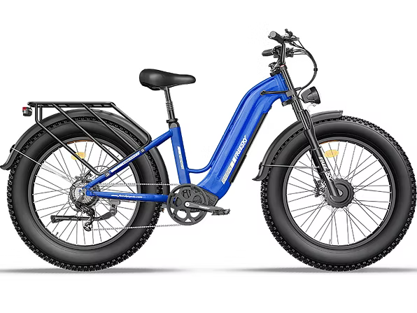 Blue electric bike on a white background