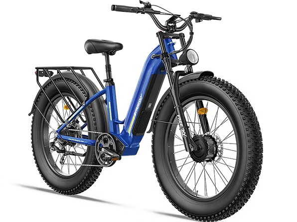 Blue electric bike on a white background