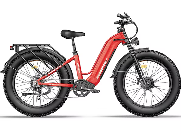 Red electric bike on a white background