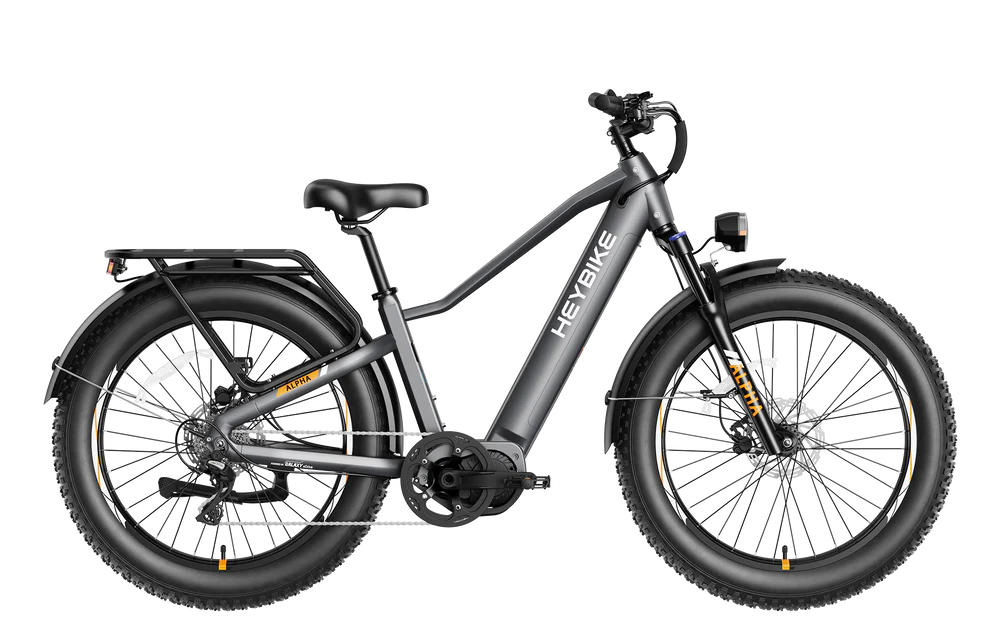Heybike ALPHA Step-Over mid-drive electric bike in Galaxy Black