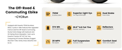 Cycrown CycRun 10.4AH - Buzzify - E - Bikes - Cycrown