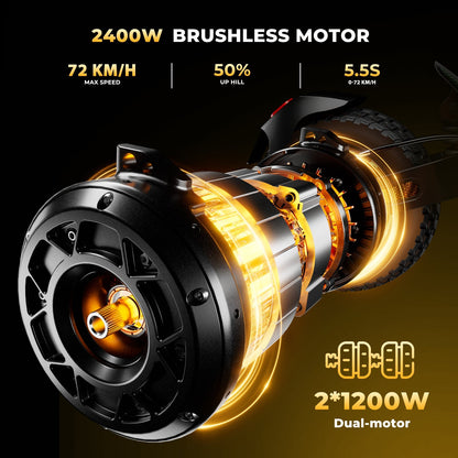 isinwheel GT4 2400W Dual Motor Off-Road Electric Scooter - Buzzify-Electric Scooter-isinwheel