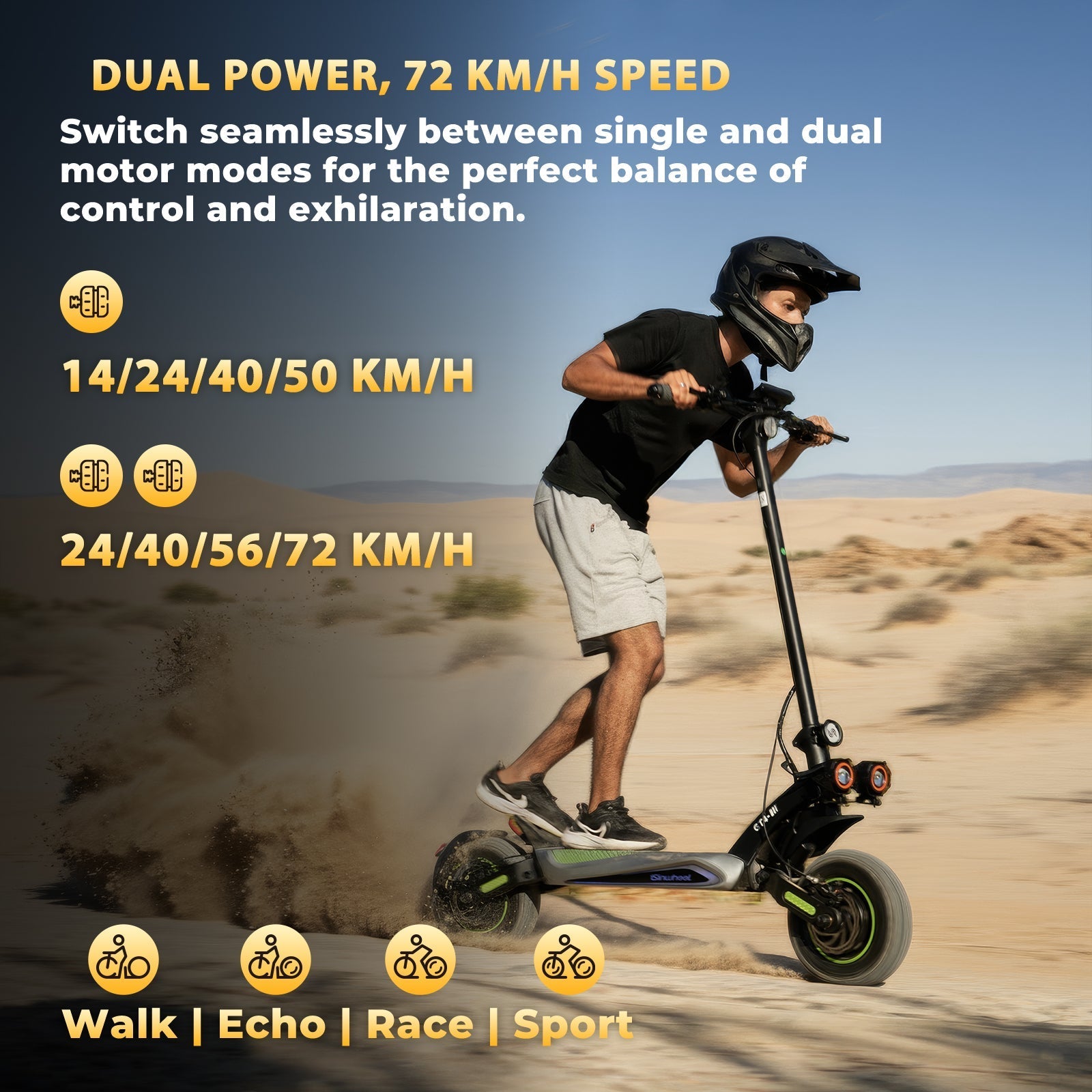 isinwheel GT4 2400W Dual Motor Off-Road Electric Scooter - Buzzify-Electric Scooter-isinwheel