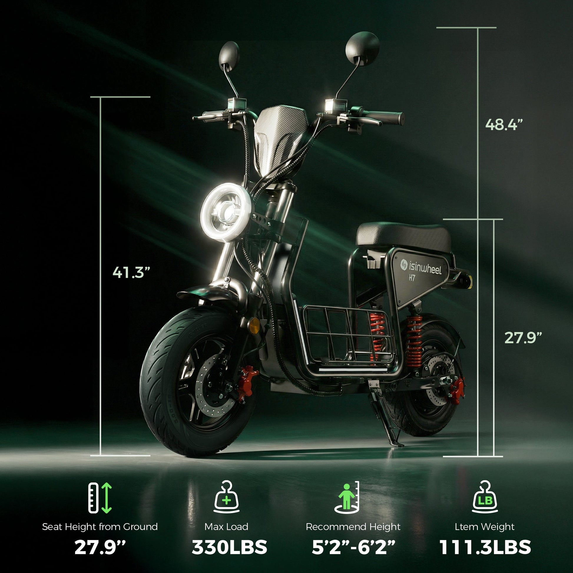 isinwheel H7 1500W Electric Commuting Scooter - Buzzify-Electric Scooter-isinwheel