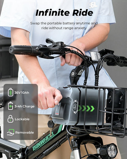 isinwheel M40 750W Folding Electric Bike with Basket - Buzzify-Electric Bike-isinwheel